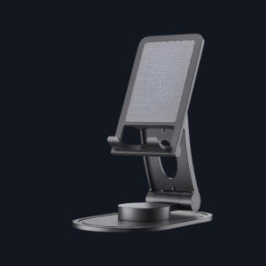 Soporte Celular Plegable Irm-09165 Con Ángulo Ajustable, Base Antideslizante Y Diseño Metálico Ergonómico, Ideal Para Escritorio, Oficina, Clases Virtuales, Videollamadas Y Trabajo Remoto, Negro