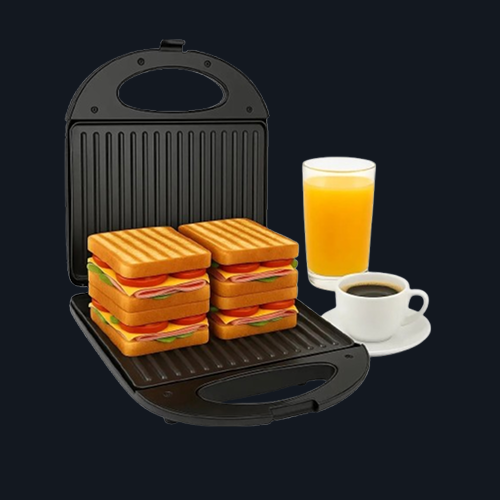 Sandwichera Eléctrica Antiadherente 1400w Control Temperatura Negro