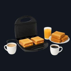 Sandwichera Antiadherente 1000w Calentamiento En Ambas Caras Negro